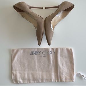 Jimmy Choo Abel nude suede pumps heels romy